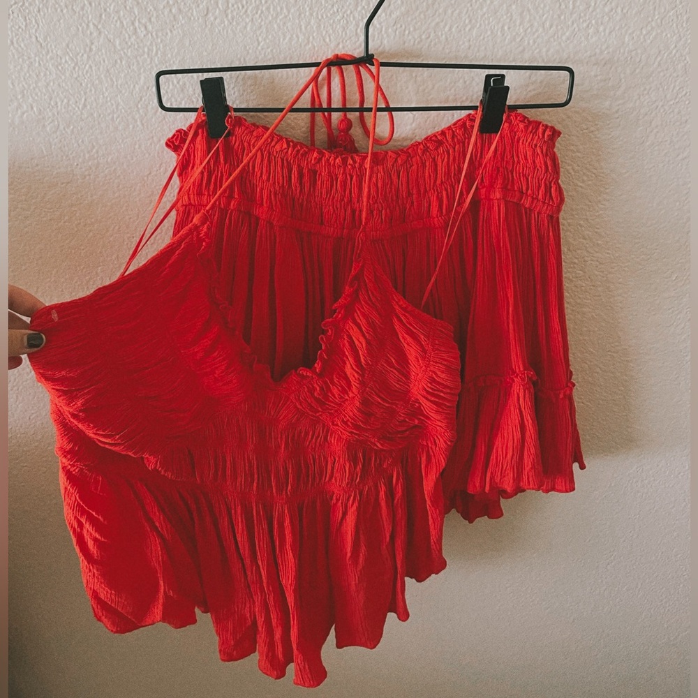 Red Ruffle Free People Set❤️‍🔥